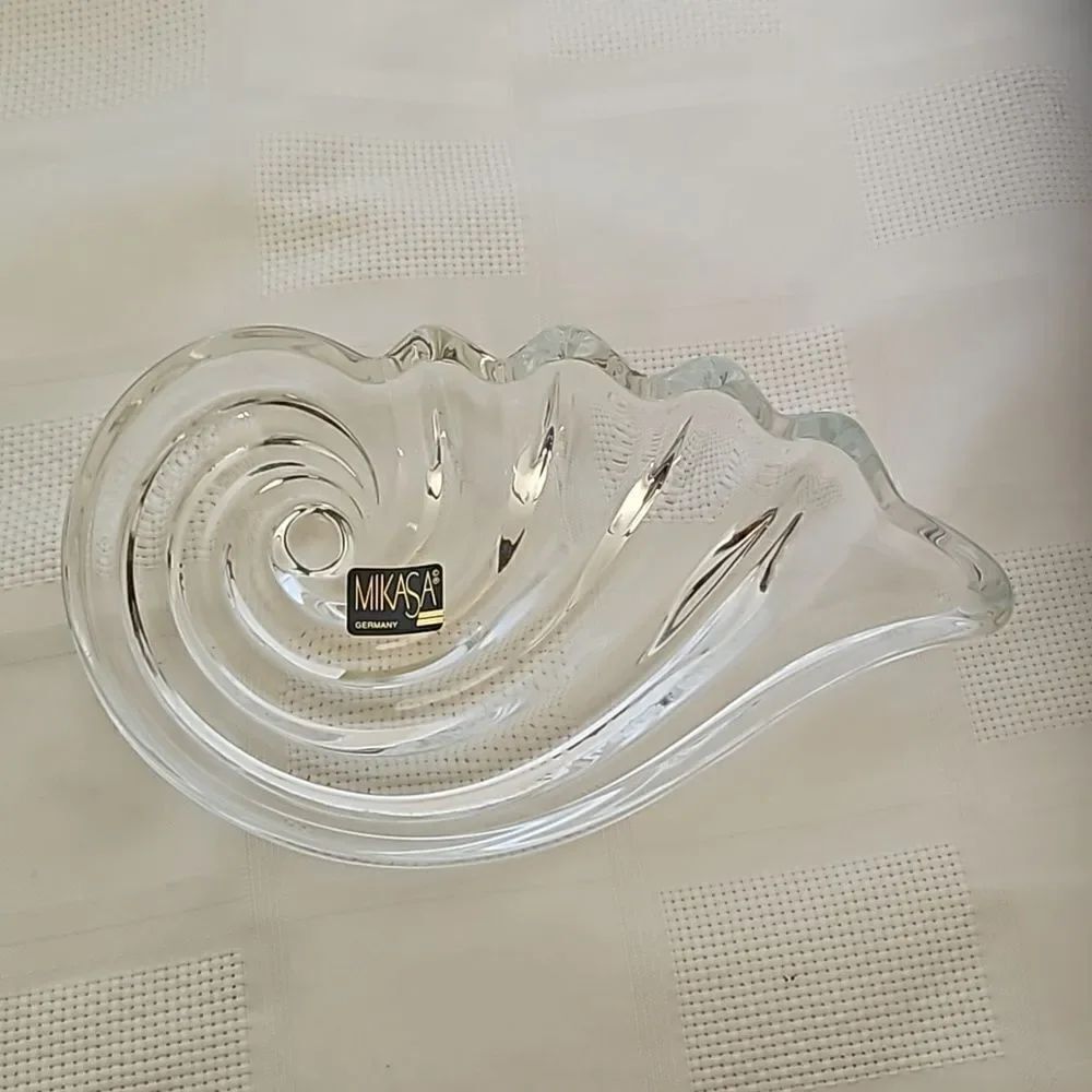 Mikasa Clear Crystal Sea Shell Shape Small Tray 7"-4"